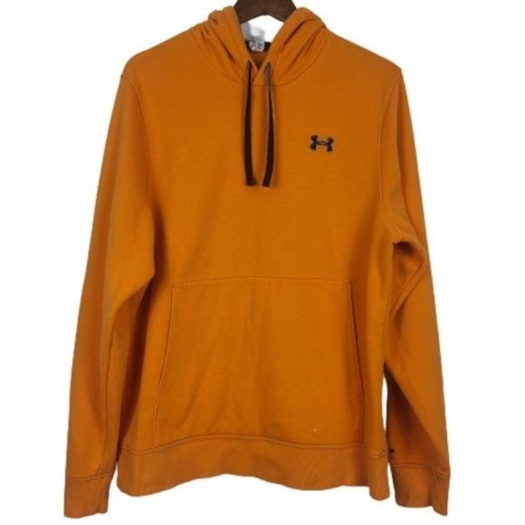 Under Armour Sweatshirt Mens Large Orange Hoodie Sweater Active Fleece - Picture 1 of 14